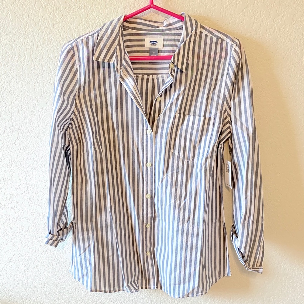 💗 NWT OLD NAVY Navy Striped Button Down Shirt